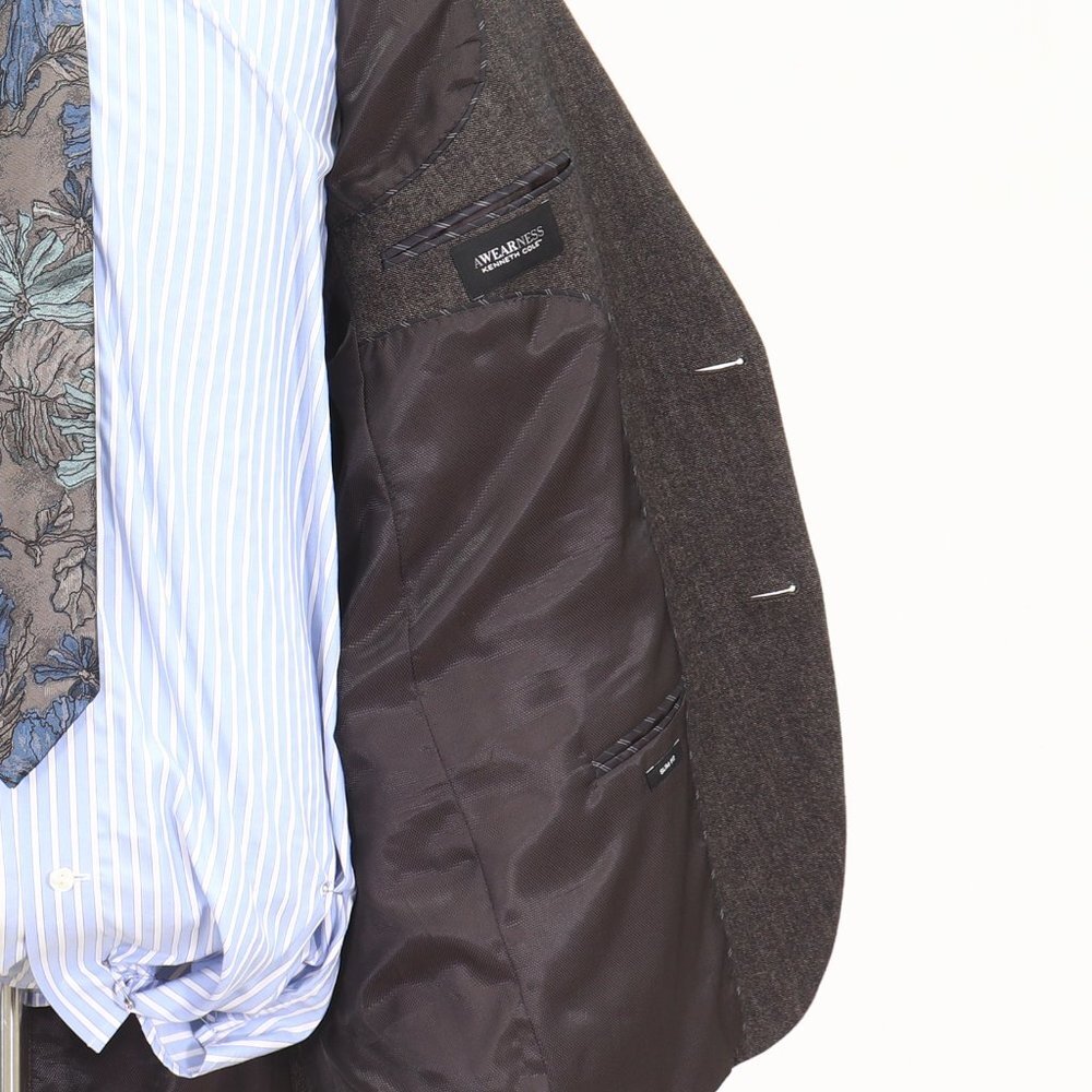 Kenneth Cole 42L Brown Solid 2-Button Sport Coat Blazer Jacket O156 - Picture 10 of 11